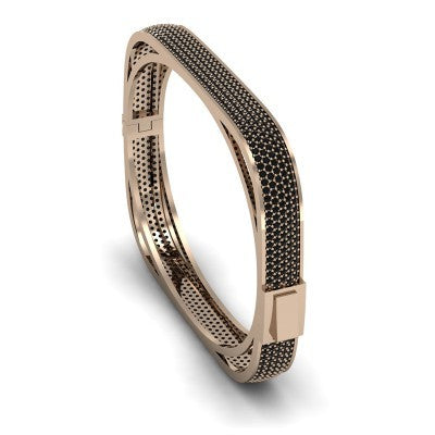 Rose Gold Plated 925K Silver Bangle Onyx Bracelet