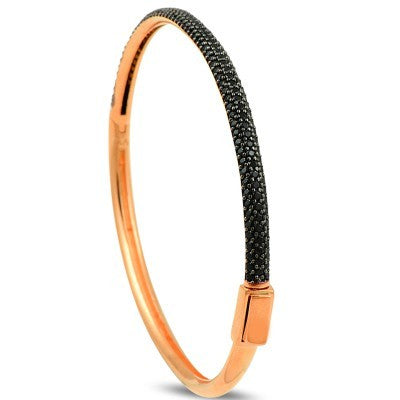 Rose Gold Plated 925K Silver Bangle Onyx Bracelet