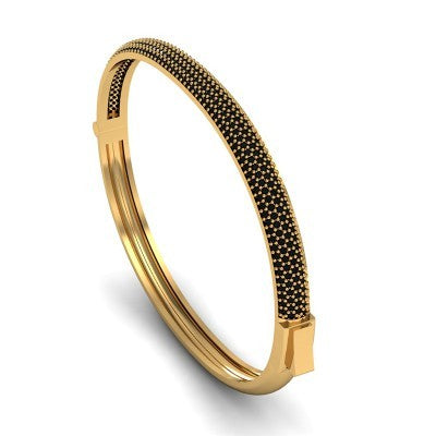 Rose Gold Plated 925K Silver Bangle Onyx Bracelet