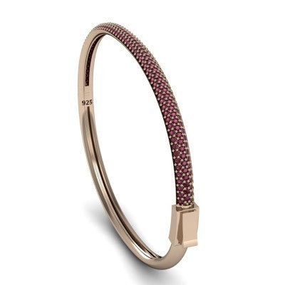 Rose Gold Plated 925K Silver Bangle Ruby Bracelet