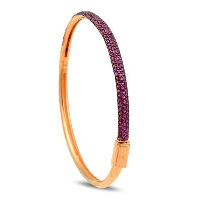 Rose Gold Plated 925K Silver Bangle Ruby Bracelet