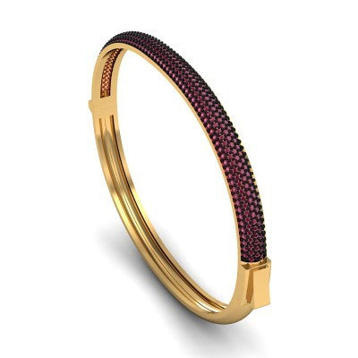 Rose Gold Plated 925K Silver Bangle Ruby Bracelet