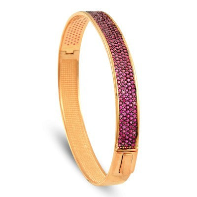 Rose Gold Plated 925K Silver Bangle Ruby Bracelet