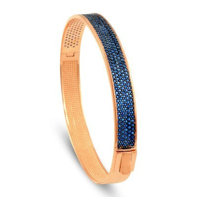 Rose Gold Plated 925K Silver Bangle Sapphire Bracelet