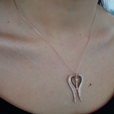 Rose Gold Plated 925K Silver Dagger Wing Necklace