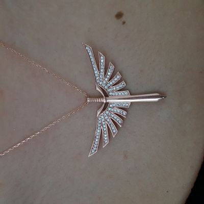 Rose Gold Plated 925K Silver Sword Blade Necklace