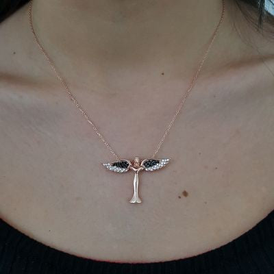 Rose Gold Plated 925K Silver Angel Necklace