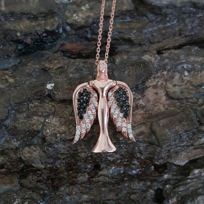 Rose Gold Plated 925K Silver Angel Necklace