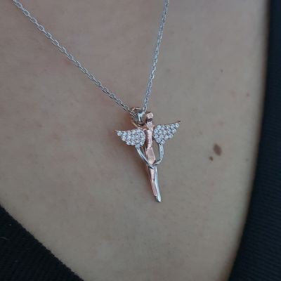 Rose Gold Plated 925K Silver Love Wing Personalized Necklace