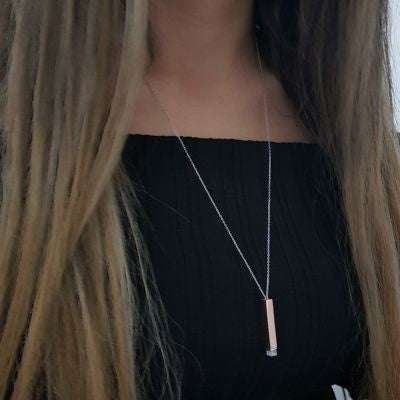 Rose Gold Plated 925K Silver Name Personalized Vertical Necklace