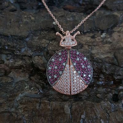 Rose Gold Plated 925K Silver Ladybug Personalized Necklace