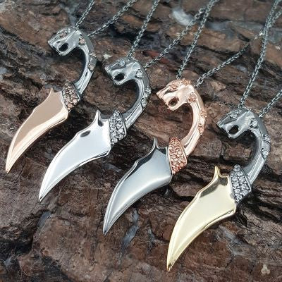 Rose Gold Plated 925K Silver Sword Lion Men Necklace