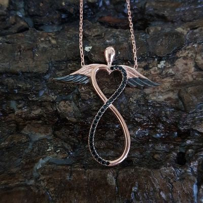 Rose Gold Plated 925K Silver Infinity Wing Necklace