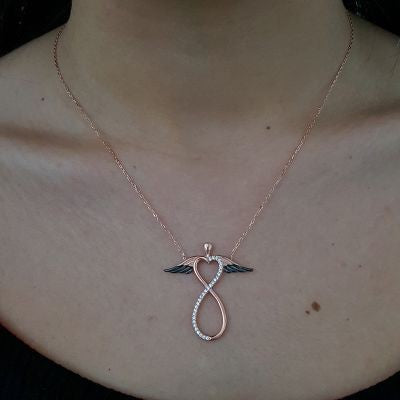 Rose Gold Plated 925K Silver Infinity Wing Necklace