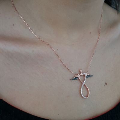 Rose Gold Plated 925K Silver Infinity Wing Necklace