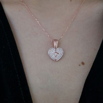 Rose Gold Plated 925K Silver Wings Heart Personalized Necklace