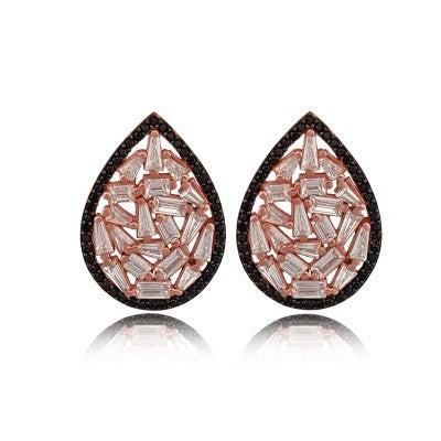 Rose Gold Plated 925K Sterling Silver Baguette Earring Baguette Earring Fashion Designer Earring Drop Earring