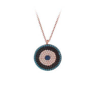 Rose Gold Plated 925K Sterling Silver Charm Pendant Necklace Fashion Designer Necklace Evil Eye Necklace