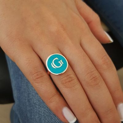 Rose Gold Plated 925K Sterling Silver Letter G Personalized Ring