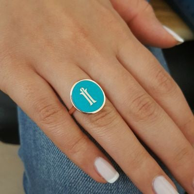 Rose Gold Plated 925K Sterling Silver Letter İ Personalized Ring