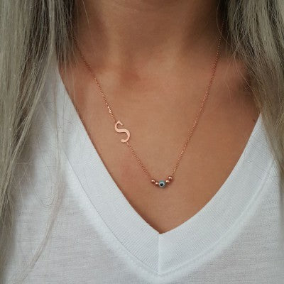 Rose Gold P. 925 Sterling Silver S Letter Necklace