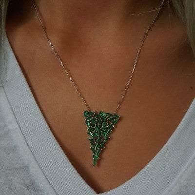 Silver Rose Gold P. 925K Sterling Pine Tree Necklace