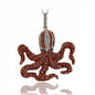 Sterling Silver Gold P. Enamel Octopus Charm Pendant Necklace