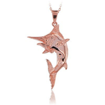 Sterling Silver Gold P. Swordfish Blue Marlin Charm Pendant Necklace