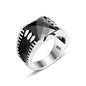 925 Silver Black Zirkon Pattern Ottoman Man Ring