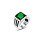 925 Silver Green Zircon Stone Ring For Men