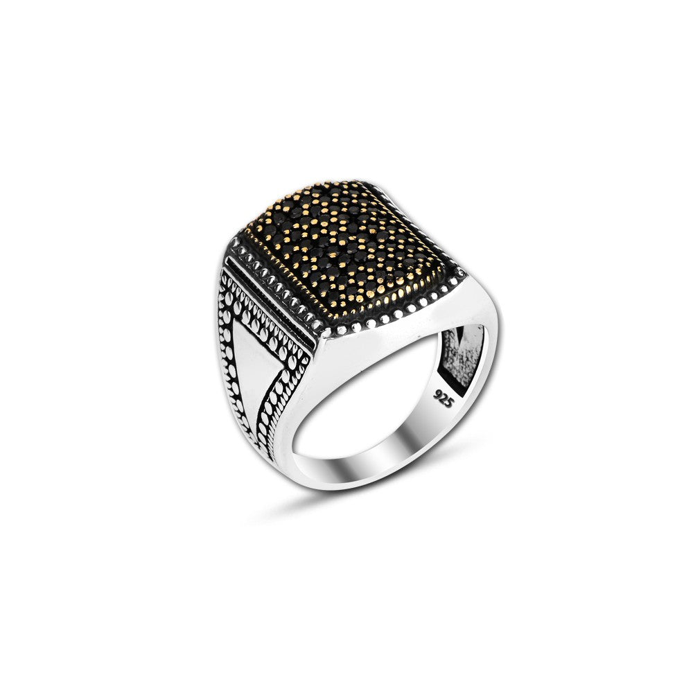 925 Silver Black Zircon Stone Ring For Men