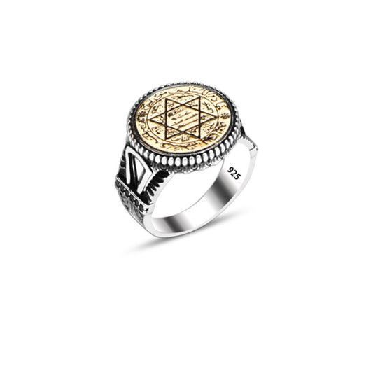 925 Silver Solomon Seal Ring For Men