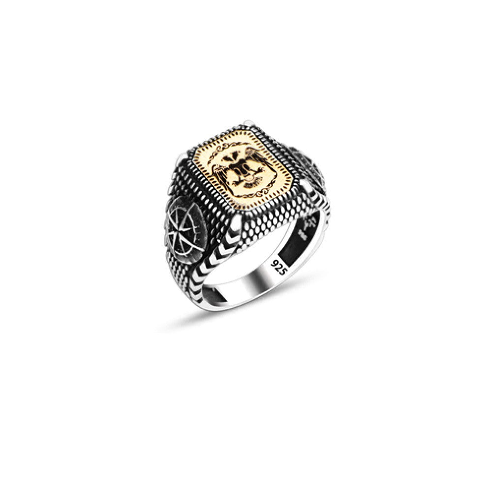 925 Silver Double Headed Eagle Loadstar Ring For Men