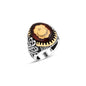 925 Silver Amber Stone Moon and Star Ring For Men