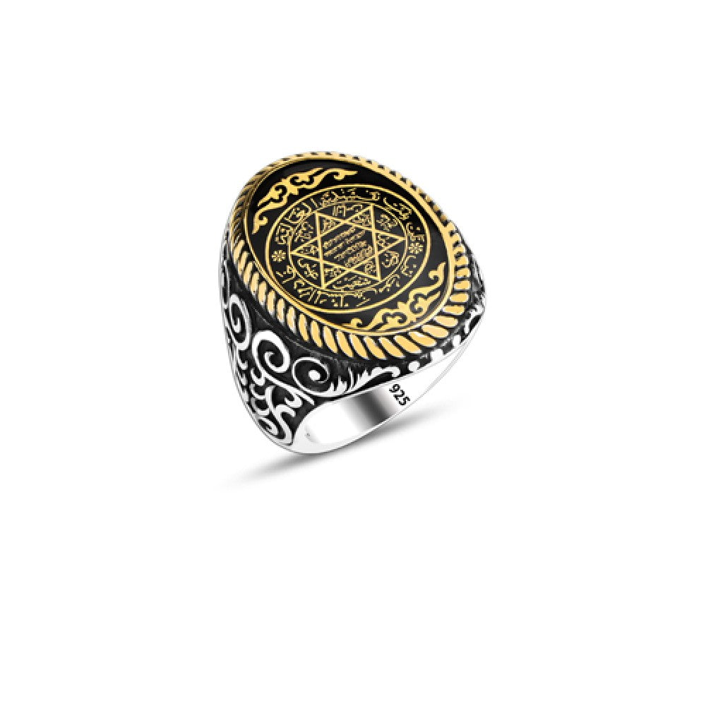 925 Silver Solomon Seal Ring For Men