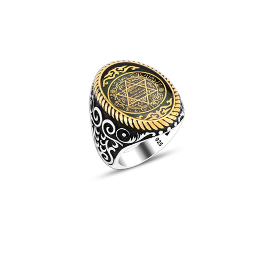 925 Silver Solomon Seal Ring For Men