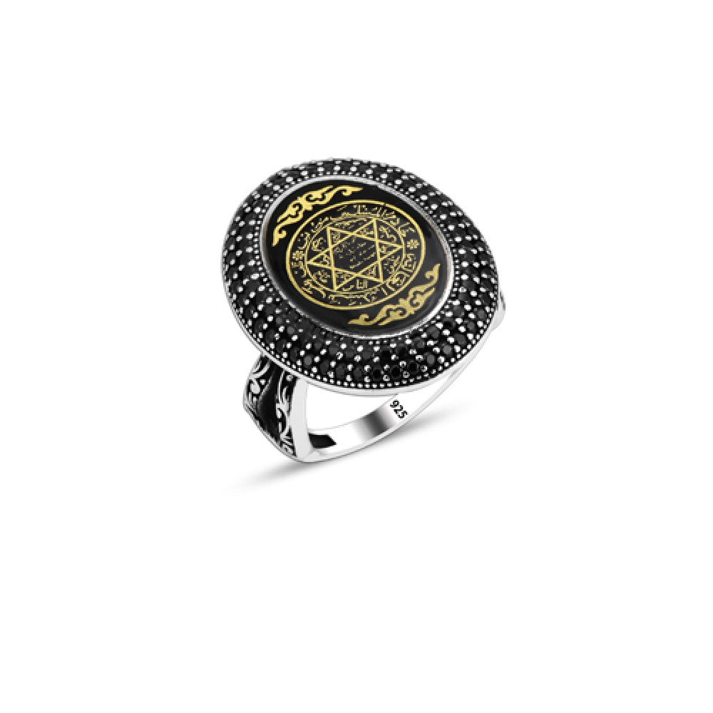 925 Silver Solomon Seal Ring For Men