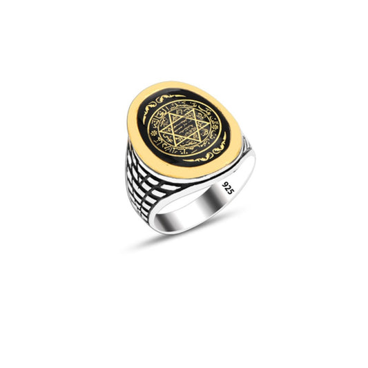 925 Silver Solomon Seal Ring For Men