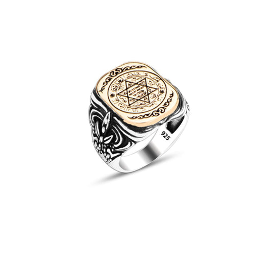 925 Silver Solomon Seal Ring For Men