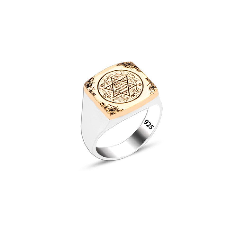 925 Silver Solomon Seal Ring For Men