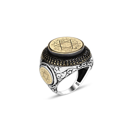 925 Silver Solomon Seal Ring For Men