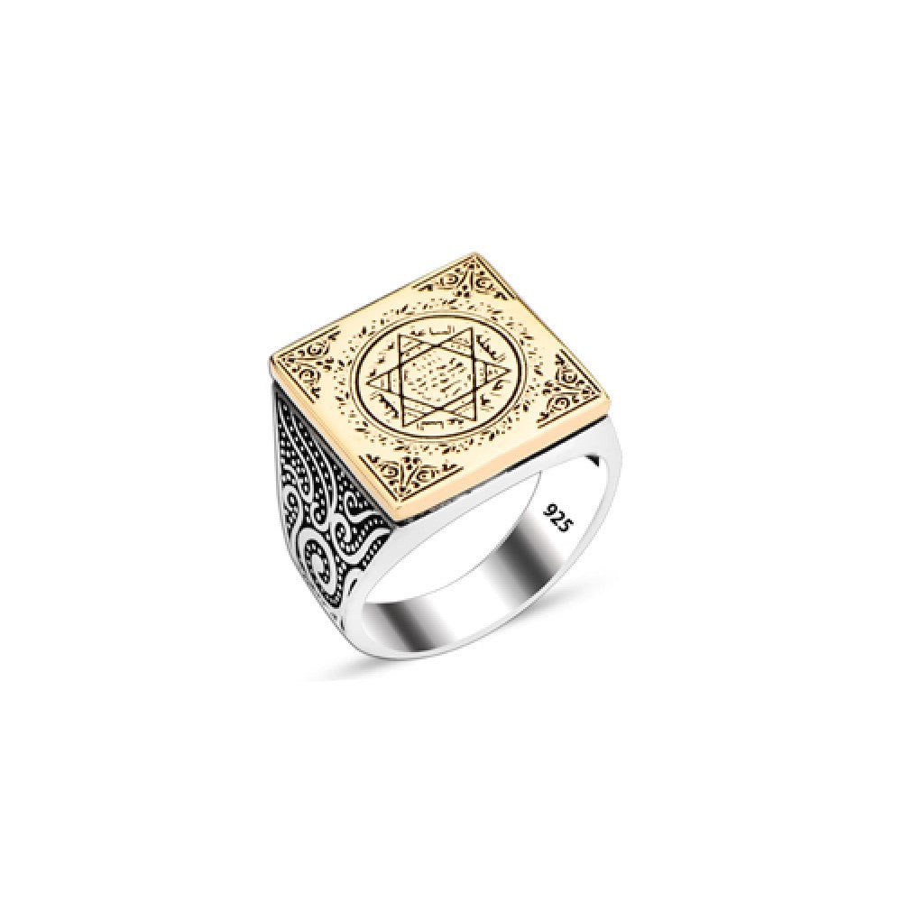 925 Silver Solomon Seal Ring For Men