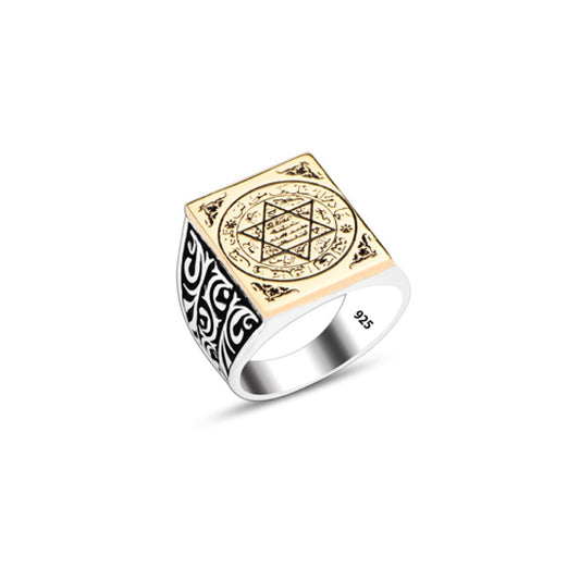 925 Silver Solomon Seal Ring For Men