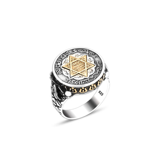 925 Silver Solomon Seal Ring For Men