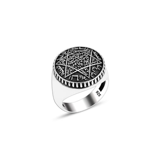 925 Silver Solomon Seal Ring For Men