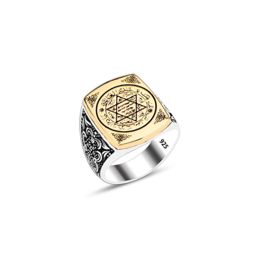 925 Silver Solomon Seal Ring For Men