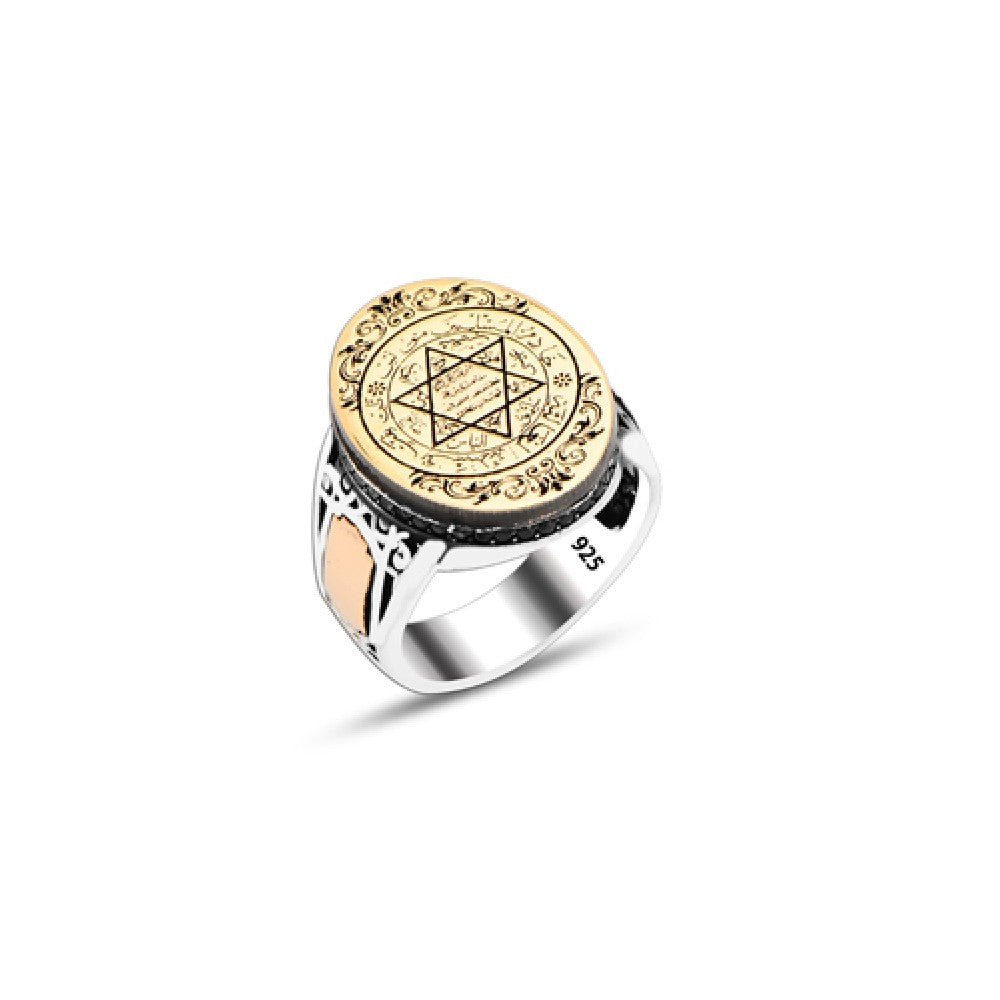 925 Silver Solomon Seal Ring For Men