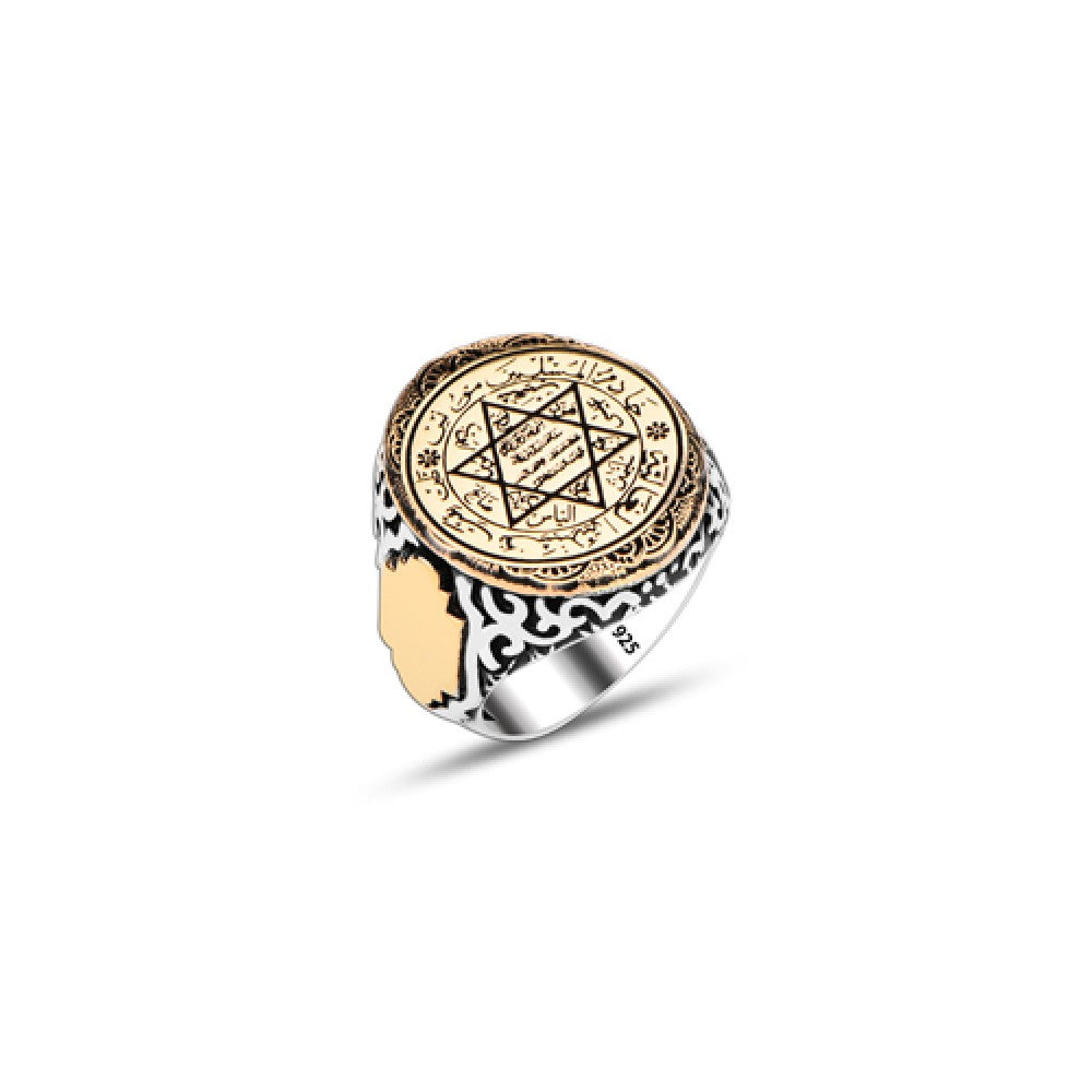 925 Silver Solomon Seal Ring For Men