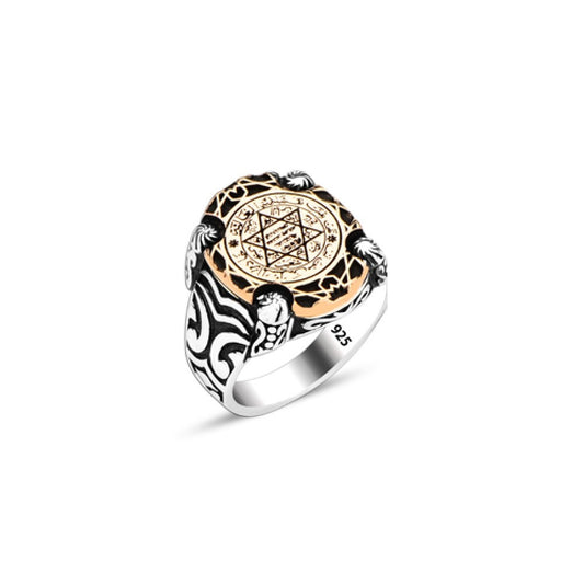 925 Silver Solomon Seal Ring For Men