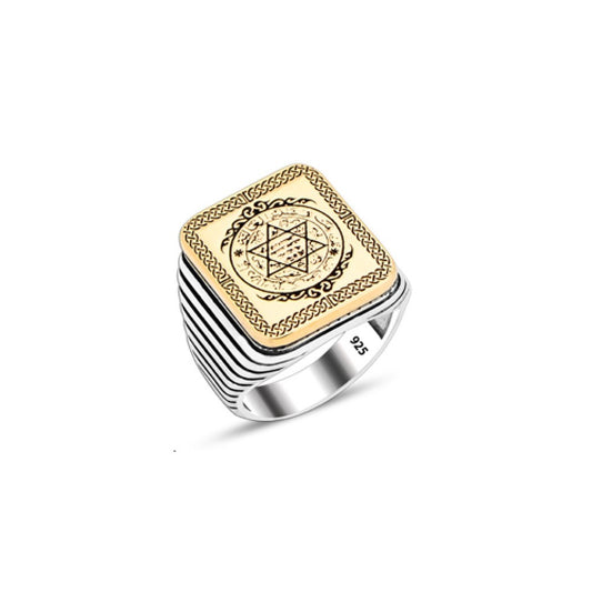 925 Silver Solomon Seal Ring For Men